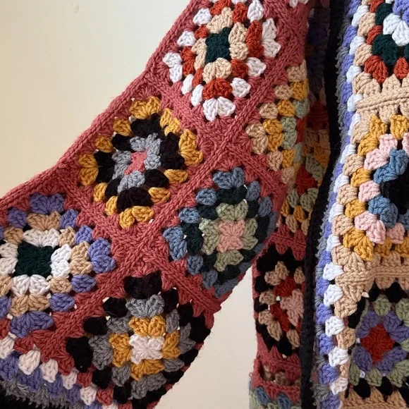 Granny Square Handmade Crochet maxi cardigan coat - Picture 3 of 8